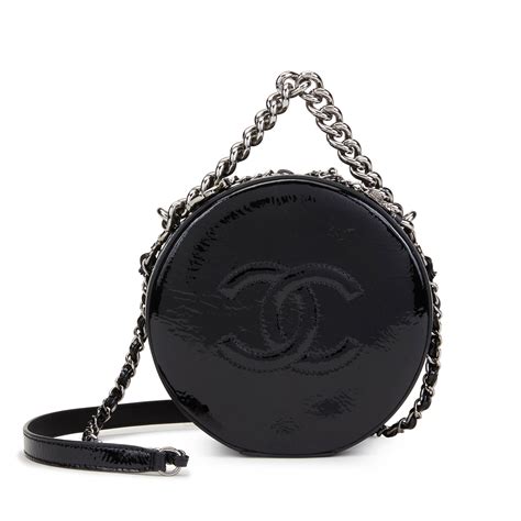 Chanel Black Patent Leather Round As Earth Bag.